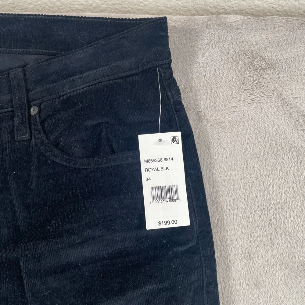 PAIGE Federal Slim Straight Pants Men 34x34 Royal Black Corduroy‎ USA NWT $200